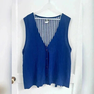 Vintage 90s Y2K Ali Miles Blue Vest TRENDING Size L